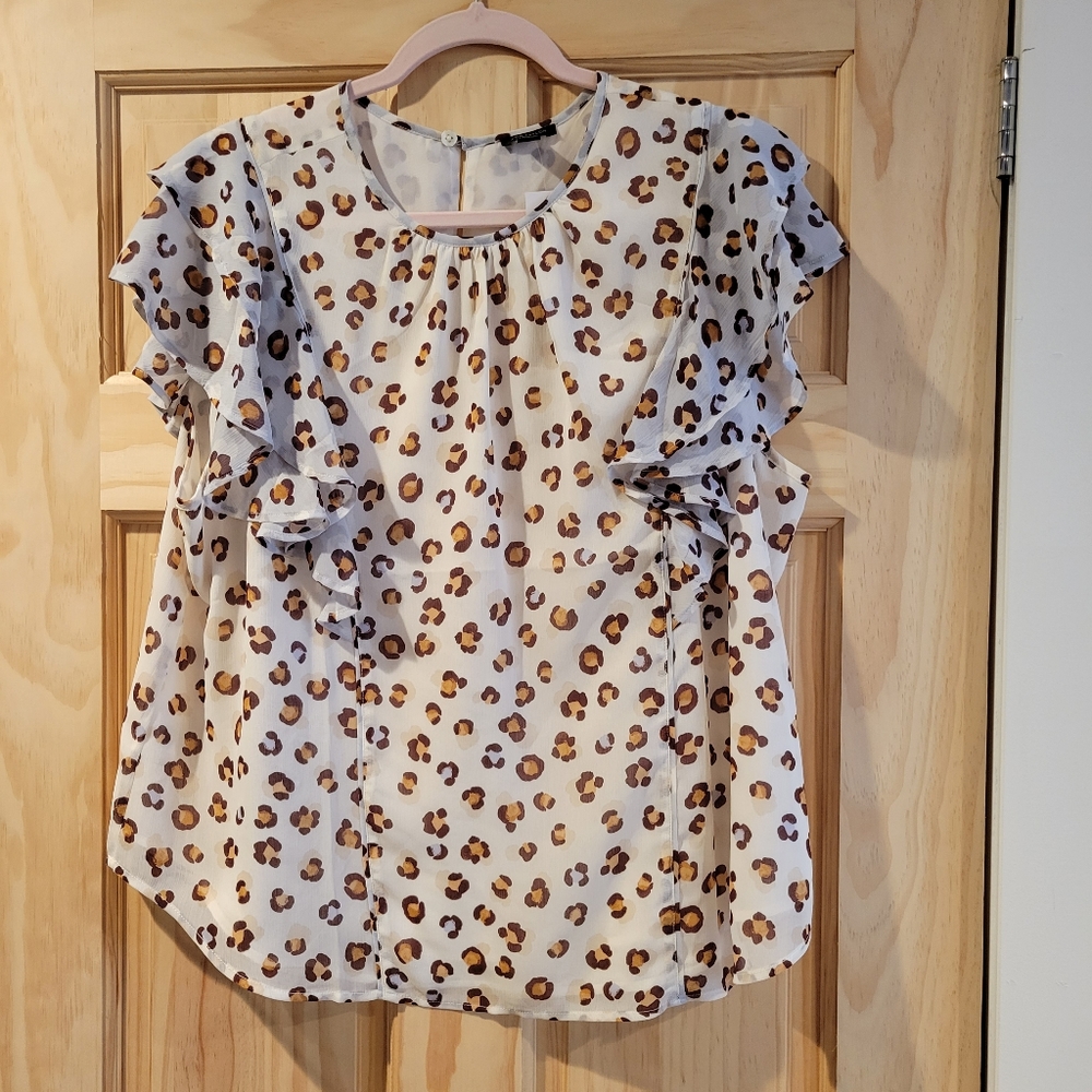 NWT Animal Print ruffle top